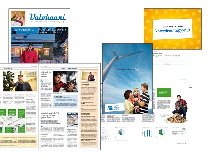 Oulun Seudun Sähkön markkinointimateriaaleja