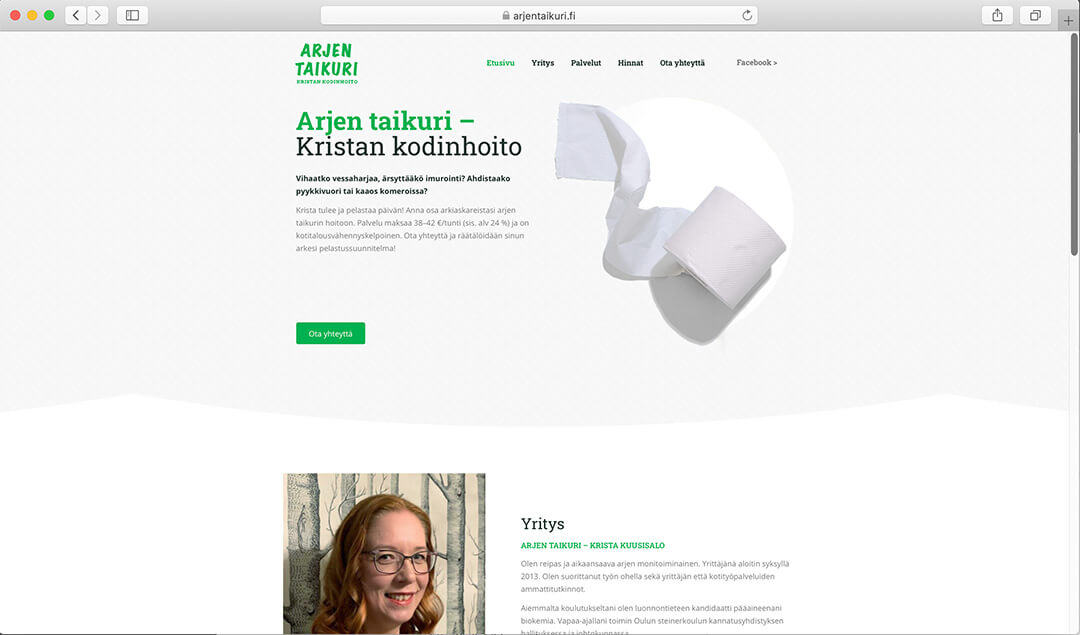 Arjen taikuri, Kristan kodinhoito, www-sivut